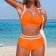 thumbnail image 5 of Traje de Baño Bikini Conjunto para Mujeres sin Mangas Patchwork V-Cuello Nudo Delantero Empujar Hacia Arriba Acolchado Dos Piezas, 5 of 7