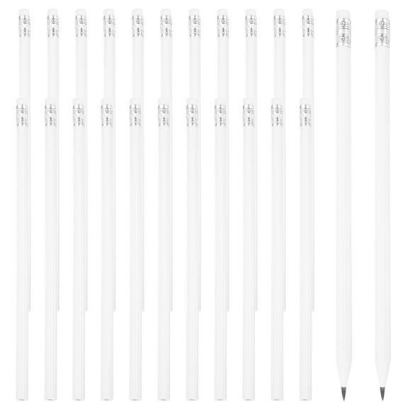 Uxcell Round Pencils, 24 Pcs Triangle HB Graphite Pencil with Eraser, White