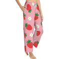 thumbnail image 3 of PISONIC Strawberry Printed Women's Pajama Pants, Comfy Pajama Bottoms With Pockets&Drawstring, 3 of 7