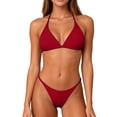 thumbnail image 4 of 2 Piece Swimsuit for Women, Two Piece Swimsuit for Women, Full Coverage Bikini, Bikini Sets Women Thongs Cheeky Two Piece Swimsuit Swimwear Triangle Cute Bathing Suit String, Red S, 4 of 4