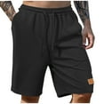 thumbnail image 2 of Pantalones de Cintura Elástica de Algodón de Color Sólido Pantalones de Playa de Pierna Recta con Bolsillos de Cordón, 2 of 9