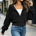 thumbnail image 5 of Ynynloco Womens Zip Up Hoodies Cropped Jackets Fall Outfits Lightweight Slouchy Drop Shoulder Casual Travel Winter with Pockets Airport Workout Athletic, 5 of 7