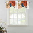 thumbnail image 2 of Tie Up Valances for Windows, Orange Blue Boho Adjustable Valance Curtains Window Treatment for Living Room/Bedroom, Farmhouse Geometric Golden Striped Rod Pocket Kitchen Curtains & Drapes 42x18 Inch, 2 of 9