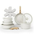 thumbnail image 1 of Juego de utensilios de cocina Country Kitchen con mango extraíble, apto para horno y caravana, mango de madera con moteado dorado crema, original, 1 of 5