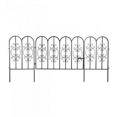 Plow & Hearth Montebello Iron Garden Fencing - Outdoor Decorative Fence with Gate  Gunmetal