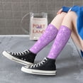 thumbnail image 3 of Lsque Lilac Glittering Printed Crew Socks Men's Women's LightWeight Thin Casual Calf Socks ,Knee High Socks,Cotton Socks, 3 of 9