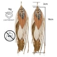 thumbnail image 2 of Vangania aretes largos mujer Buho Gold con plumas cuero y perla artesanal, 2 of 4