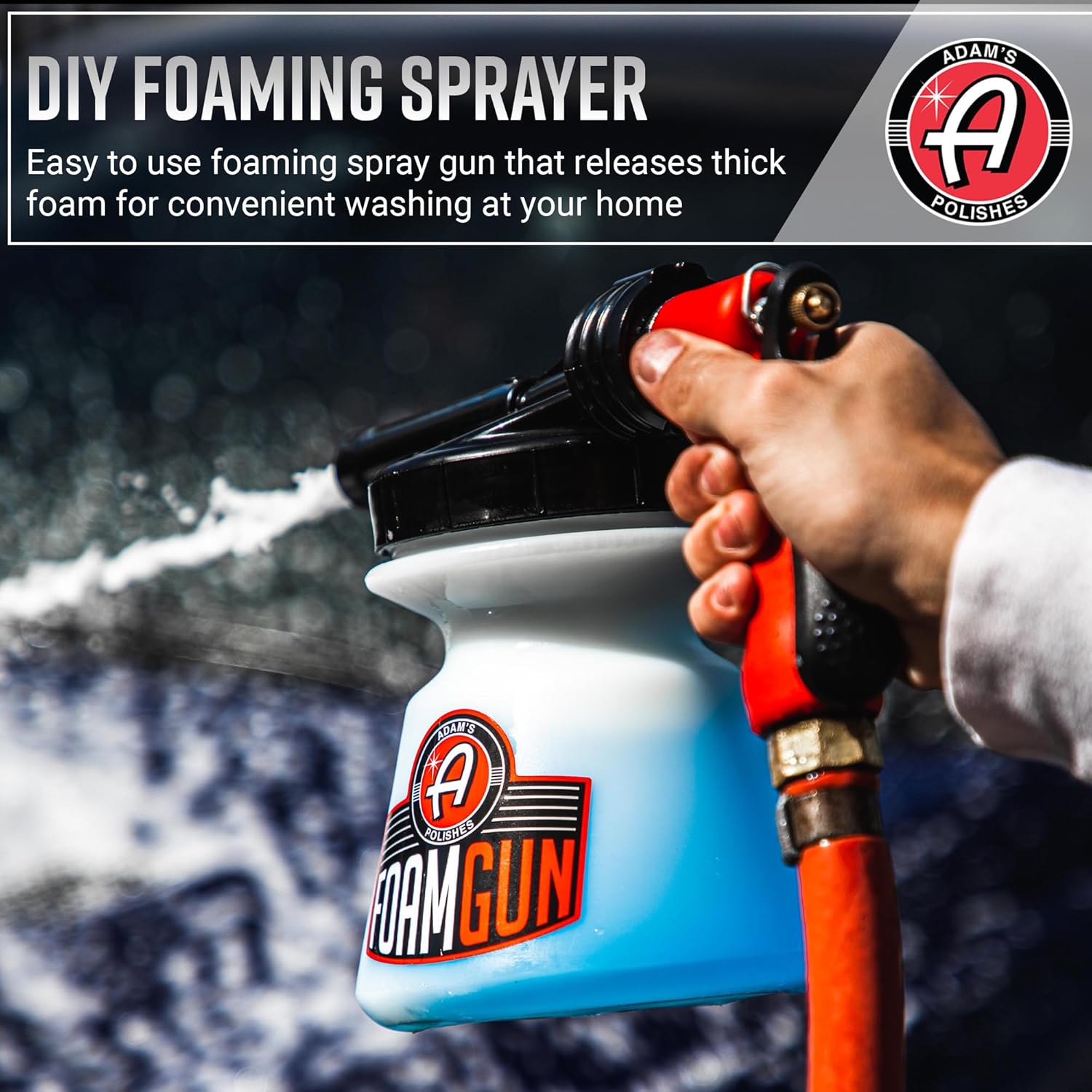 Adam's Polishes Standard Foam Gun Car Wash Foam Sprayer - Connects to Garden Hose for Car Washing, No Pressure Washer Required, Use Snow Foam Blaster with Car Soap, Shampoo or Detergent