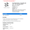 thumbnail image 2 of Front Brake Pad Set - Compatible with 2015 - 2017 Kia K900 3.8L V6 2016, 2 of 2