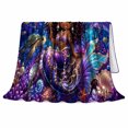 thumbnail image 2 of Black Mermaid Princess Underwater Adventure Fantasy Art, Playful Coastal Landscape Scene, Warm Flannel Blanket for Beach House and Living Room, Beach Lovers Housewarming Gift, Coastal Home Decor, 2 of 9