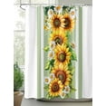 thumbnail image 2 of Watercolor Sunflower Shower Curtain, Summer Sage Green Striped Bathroom Decor Curtains Set with Hooks, Waterproof Fabric Home Accessories， Stall 48 X 72 Inch, 2 of 6
