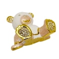 thumbnail image 6 of Teddy Bear Trinket Box Pink Gold Bejeweled Valentine's Crystals, 6 of 6