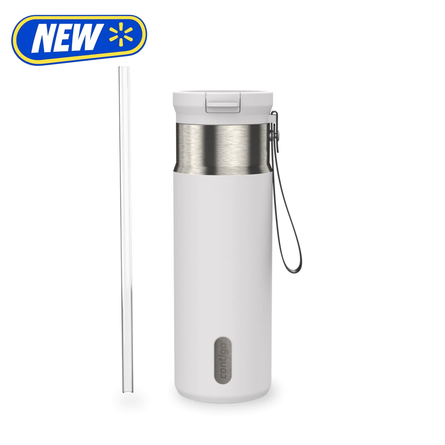 Contigo 20oz SnapSeal Insulated Stainless Steel Water Bottle with Straw Salt White/Silver