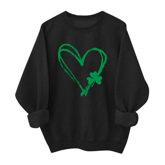 Women's St Patrick's Day Loose Sweatshirt pullover Clover Print Casual Irish Pullover tops