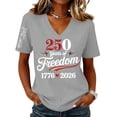 thumbnail image 3 of Evdexr Woens 250th Anniversary Usa T Shirt 1776 2026 V Neck Shirts 4th Of July Short Sleeve Stars and Stripes Tees Patriotic Red Blue and White Lightweight Tops Gray S, 3 of 5