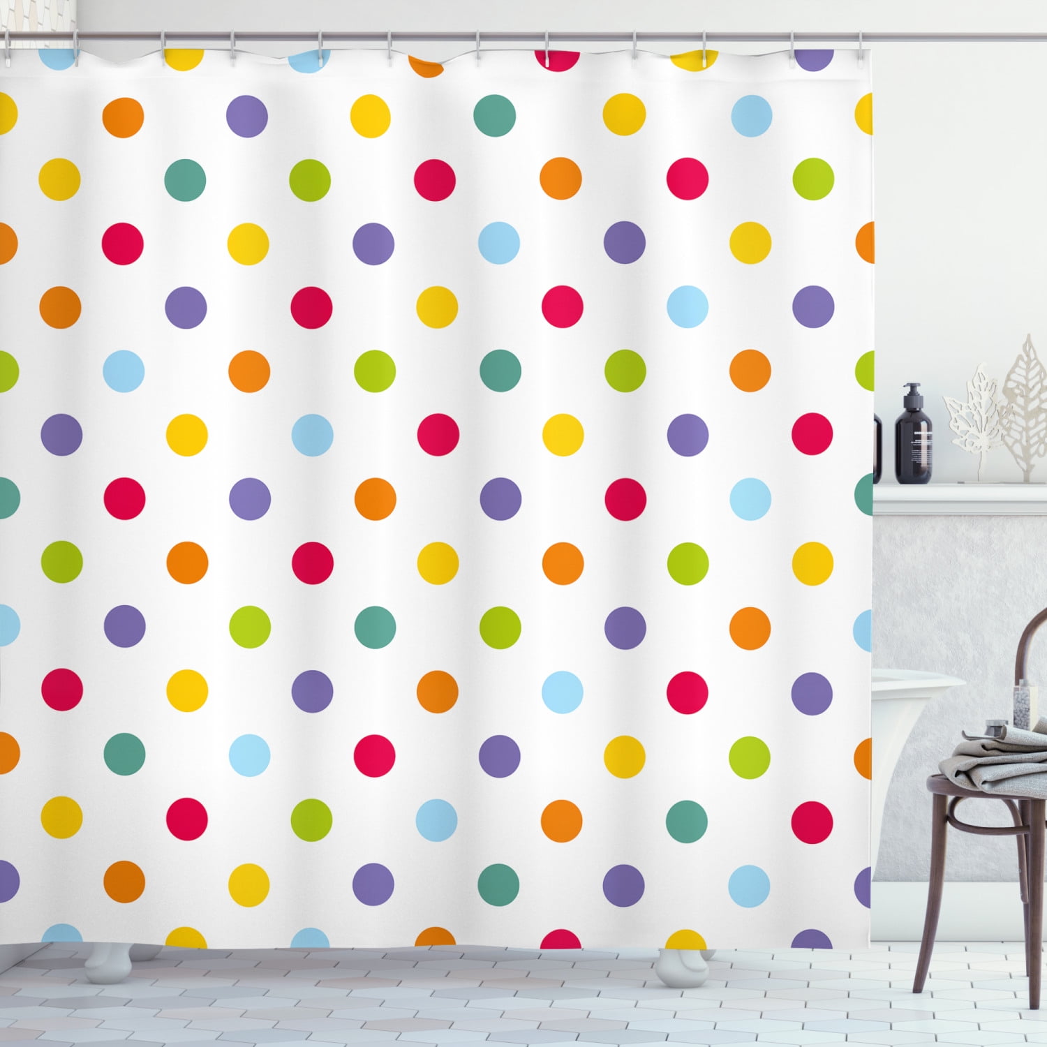 Details about   Geometric Shower Curtain Kids Spiral and Dots Print for Bathroom 