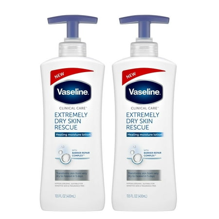 Vaseline Clinical Care Extremely Dry Skin Rescue Healing Moisture Lotion, 13.5 Fluid Ounces, 2 Pack