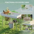 thumbnail image 4 of Outsunny 3.4ft Folding Ice Cooler Table with Drain, Fill and Chill Table with Storage Shelf, Drink Cooler for Parties Picnic BBQ Camping Wedding White, 4 of 10