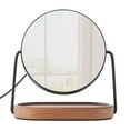 thumbnail image 5 of Better Homes & Garden Indoor Tabletop LED Mirror Faced Alarm Clock with Medium-tone Woodgrain Trinket Tray, 5 of 6