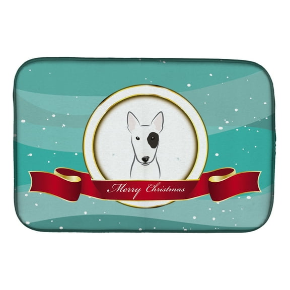 Caroline's Treasures Bull Terrier Merry Christmas Dish Drying Mat