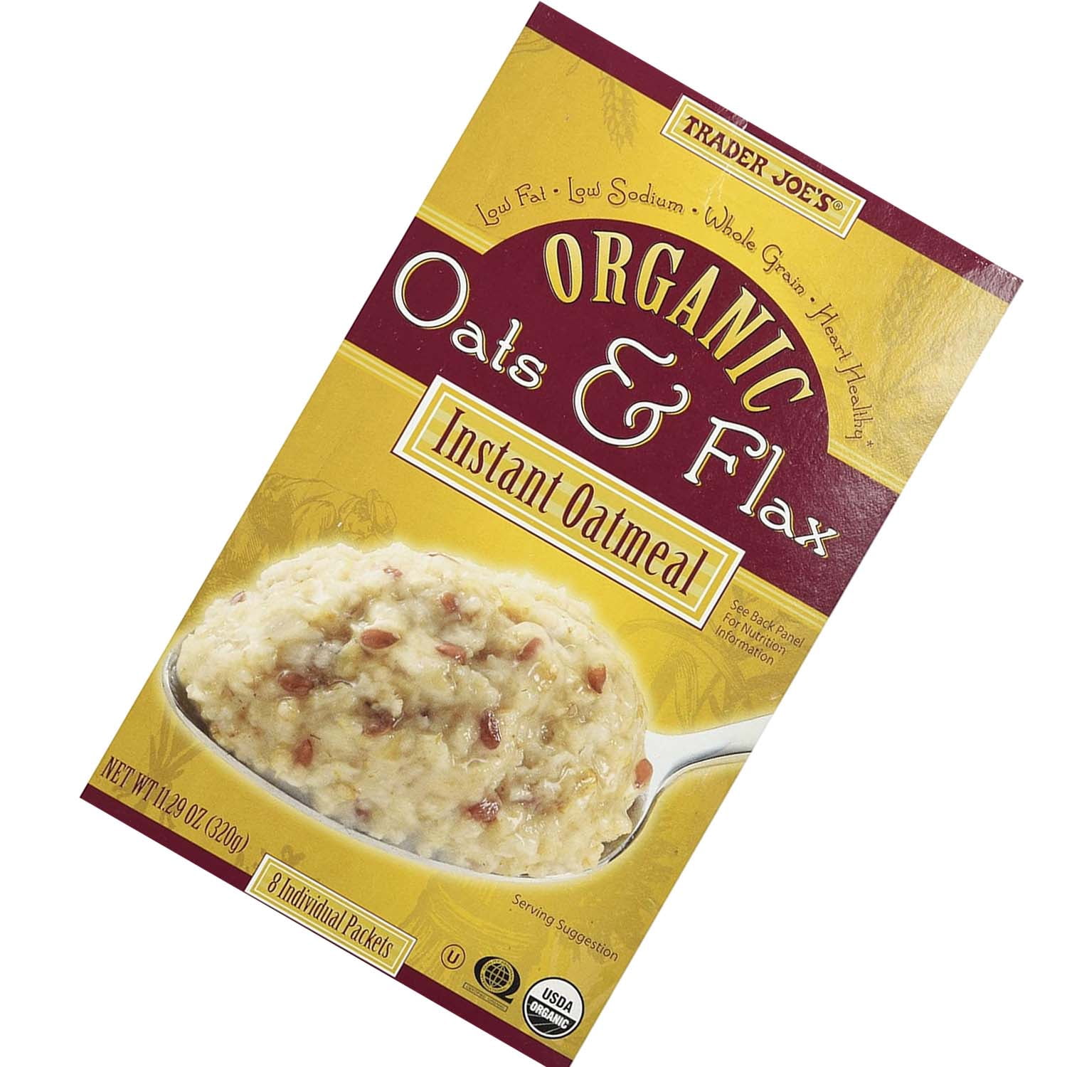 Pack of 2 Trader Joe's Organic Oats and Flax Instant Oatmeal | 11.29 oz