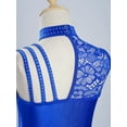thumbnail image 5 of YiZYiF Girls Lyrical Dance Dress Sleeveless Floral Lace Rhinestone Asymmetrical Skirt Ballet Leotard Royal Blue 6, 5 of 7