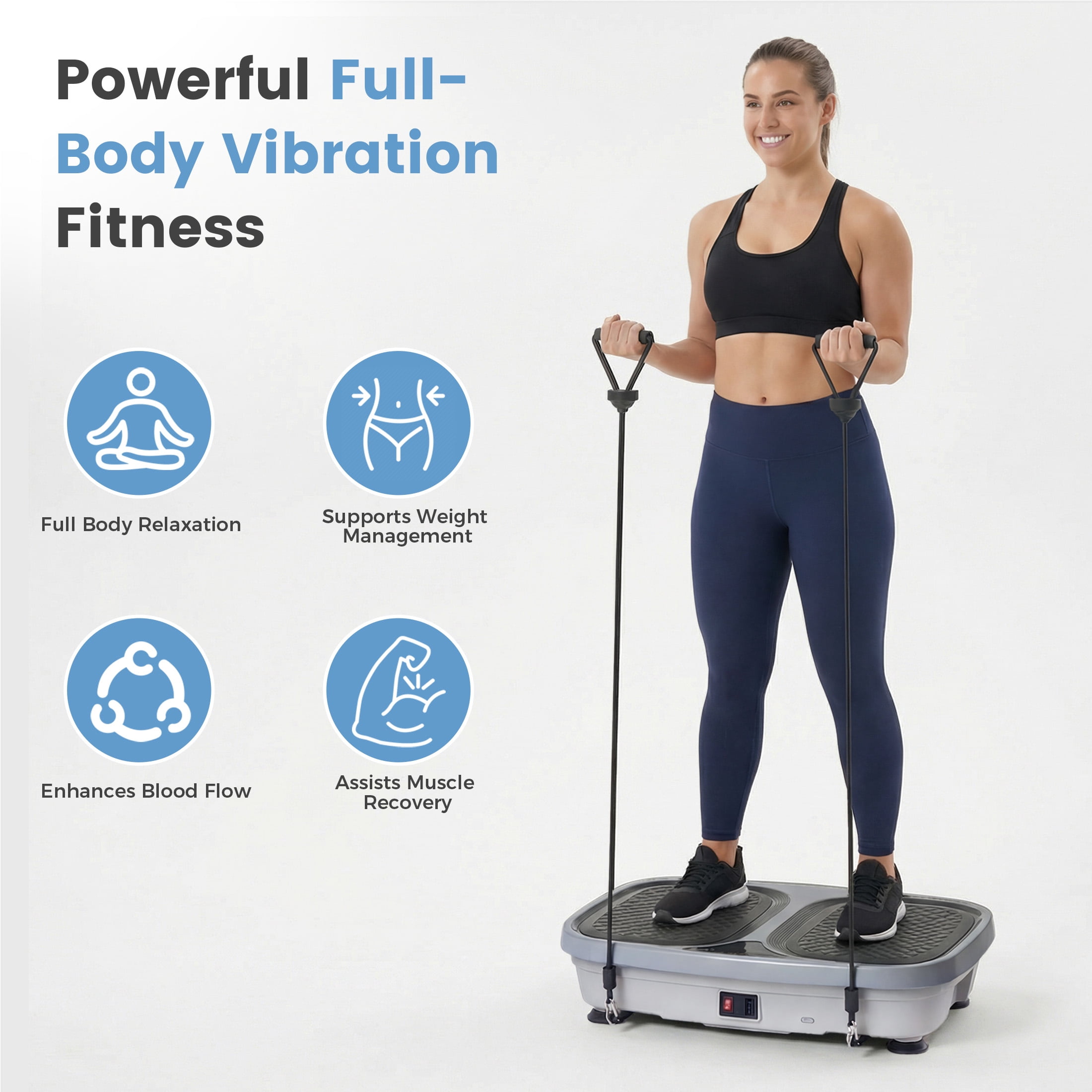 Gianna Vibration Plate Exercise Machine, Whole Body Fitness Platform for Home Gym, Weight Loss and Toning, Gray