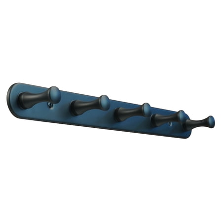 Heavy-Duty Wide-Spaced 5-Hook Wall Mount - Stainless Steel Backplate Anodized Aluminum Hooks for Kitchen Bathroom Garage