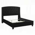 thumbnail image 2 of Queen Size Wooden Platform Bed Frame with Upholstered Headboard, Black Finish for Bedroom, 2 of 5