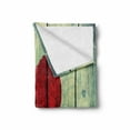 thumbnail image 2 of Love Soft Flannel Fleece Throw Blanket, Heart Painted on Rustic Wooden Wall Romance Affection Pleasure Themed Print, Cozy Plush for Indoor and Outdoor Use, 50" x 60", Red Pale Green, by Ambesonne, 2 of 6