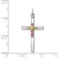 thumbnail image 5 of 925 Sterling Silver Rhodium Plated Polished Epoxy and Gold-Plated Cross Shaped Pendant, 5 of 6