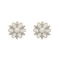 thumbnail image 1 of 2 Pieces Hairpin Headdress Flat Back Non-perforated Design Shiny Rhinestones Beautiful Pearl Flower Buckle for Dancing Party Pearl Snowflake, 1 of 7