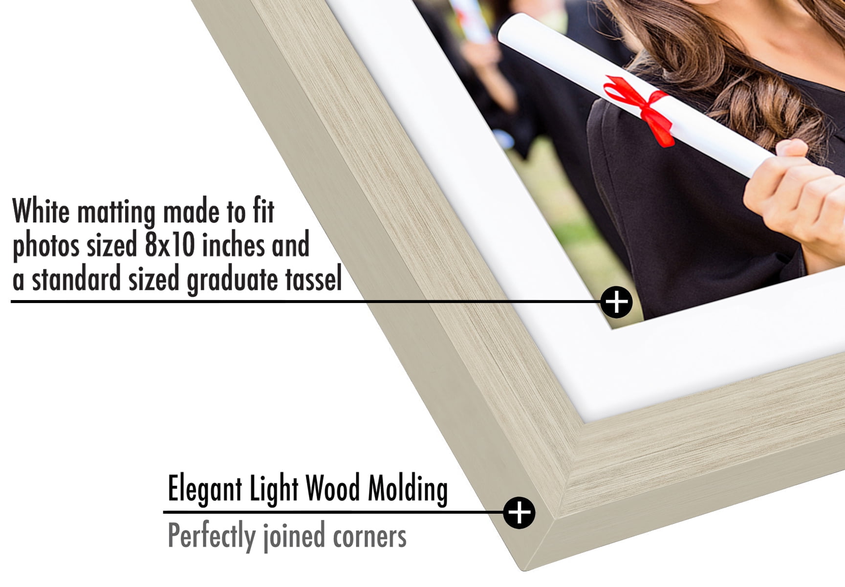 Americanflat 13x13 Light Wood Graduation Frame - 2 Opening Mat Displays 8"x10" Photo and Tassle. Square Frame with Tempered Shatter-Resistant Glass. 2X Sawtooth Hangers