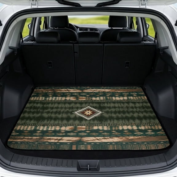Xixirimido Cargo Liner Floor Mat All Weather Trunk Protection Trimmable to Fit Heavy Duty Car Trunk Mat Universal Car Accessories, 29" x 39", Navajo Aztec Tribal Geometric