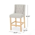 thumbnail image 5 of Seliva Counter Stool Chair Set of 2, Light Gray Fabric, Tufted, Brown Wood, 5 of 6