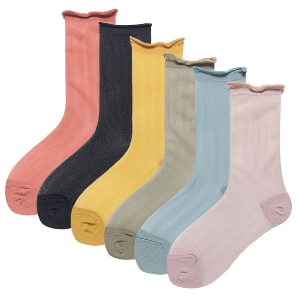 Calcetines de lana para mujer, calcetines de cristal jacquard elásticos de encaje de malla fina transparente de verano