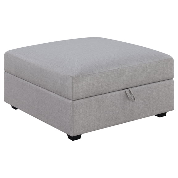 Storage Ottoman with Fabric Upholstery and Tapered Legs Gray - Saltoro Sherpi
