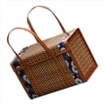 thumbnail image 2 of 2X Cesta Tejida para Picnic, Bolsa de Almacenamiento de Mimbre Con Asa, Cesta de Bambú Plegable Con Asa para Compras de Frutas Y Alimentos, Cesta de Bambú Plegable B, 2 of 5