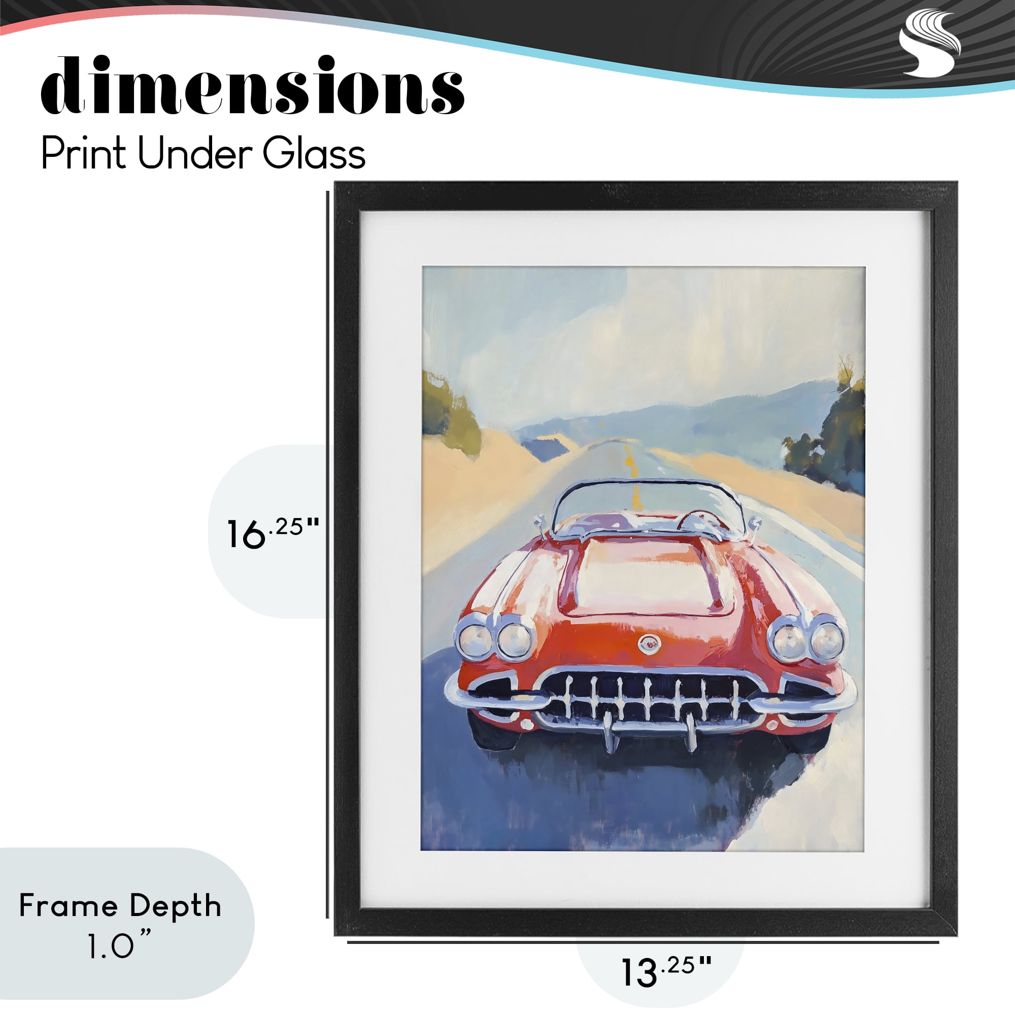 Stupell Industries Red Sports Car on Journey Black Framed Print Under Glass, design by The Prints Vibe