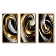 thumbnail image 2 of Designart "Black White Gold Swirl Liquid Dimension II" Abstract Spirals Framed Wall Art Set Of 3 - Gold Transitional Frame Canvas Set For Living Room Decor, 2 of 6