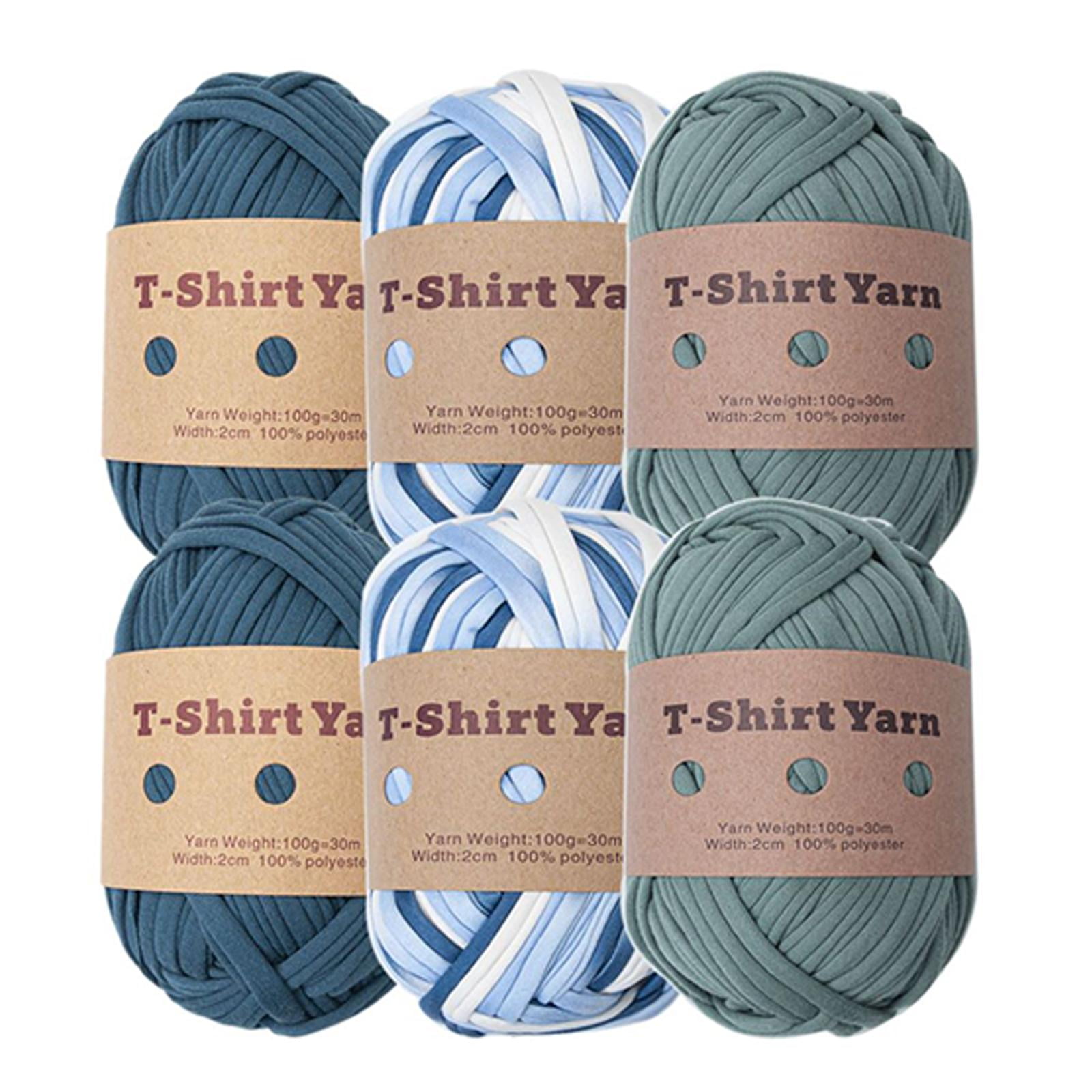 6x T Shirt Yarn Bag Making Supplies Easy to Wash Hand Knitting Knitting Yarn Weaving Thread Yarn for Baskets Pillow Rug Making Hats Sweaters Style A