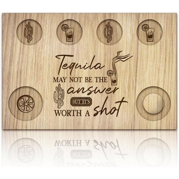Cactus Tequila Shot Glasses Serving Tray Wooden Flight Tray Glass Holder with Lemon Salt Rim Shot Glasses Board for Bar Restaurant Party Family Gathering 7.87x11.8 Inch colorful