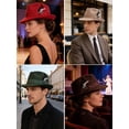 thumbnail image 7 of Gustave Felt Fedora Trilby Hat for Men Women Short Brim Vintage Jazz Panama Church Dress Hat with Feather Band - Brown, 7 of 7