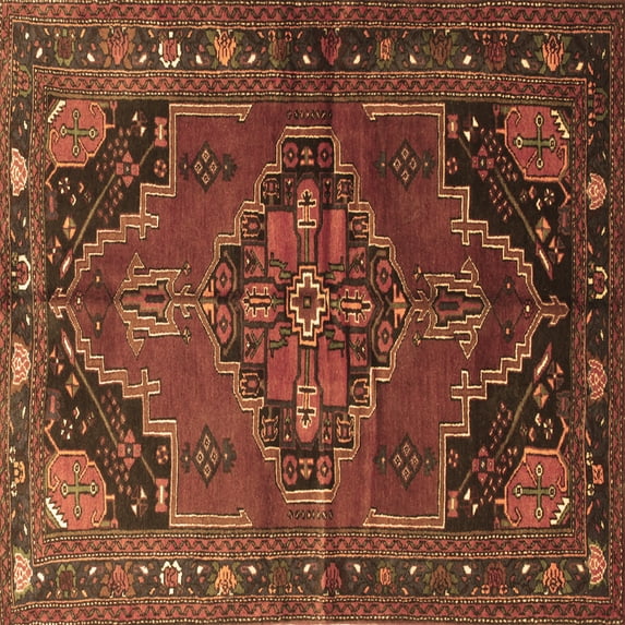 Ahgly Company Indoor Square Persian Brown Traditional Area Rugs, 7' Square
