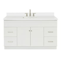 Ariel Hamlet 61 In. Rectangle Sink Vanity With White Quartz Countertop In White