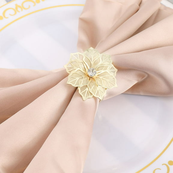 MLINS 8 Pcs  Metal Flower Napkin Ring Valentine Napkin Holder Buckle Valentine Party Supplies