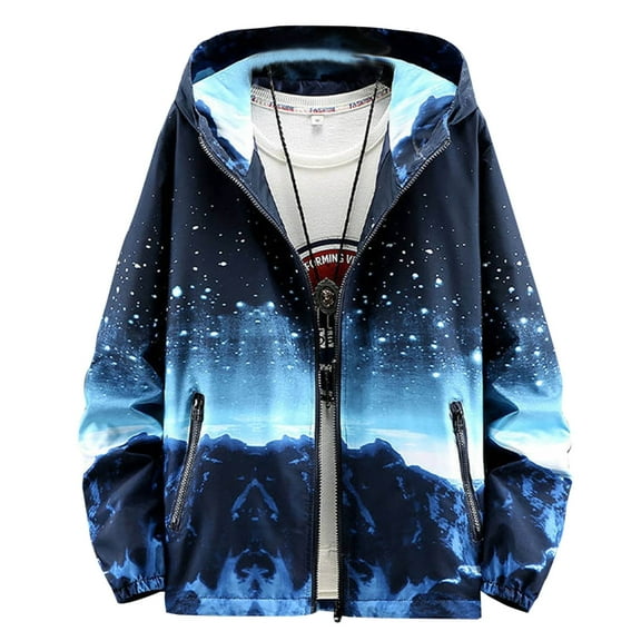 Levmjia Men's Fleece Jacket Winter Warm Coats with Hood Man Thin Gradation Pockets Zipper Hooded Coat