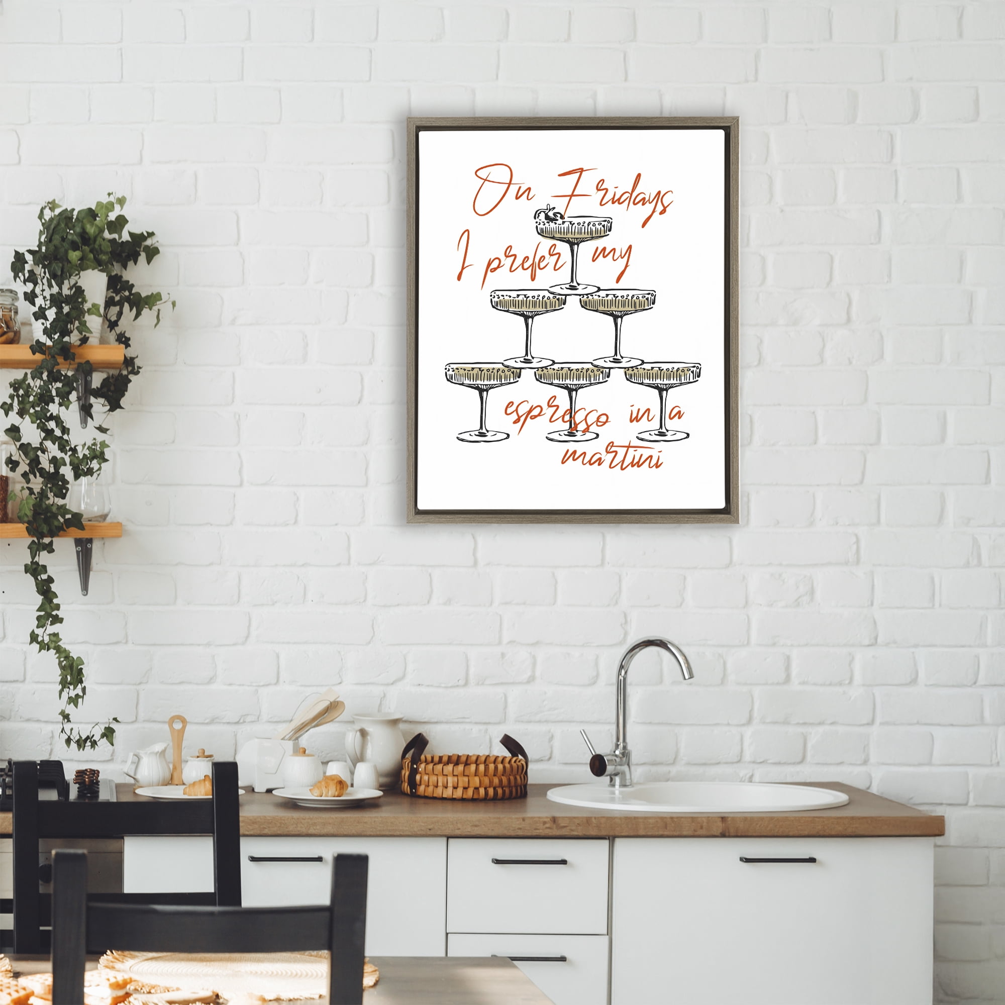 Stupell Industries On Fridays Espresso Martini Brown Framed Floater Canvas Wall Art, design by The Prints Vibe