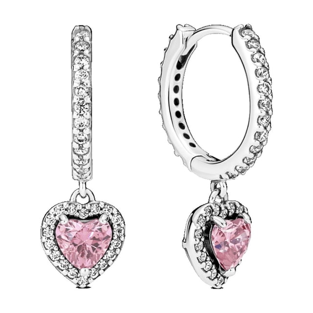 Aretes Plata esterlina 925 De Aro Corazón Con Halo Resplandeciente 295