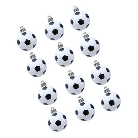 12Pcs Christmas Baubles Christmas Tree Soccer Ornament for Tree Wreath Mantels Winter Holiday Party Centerpieces